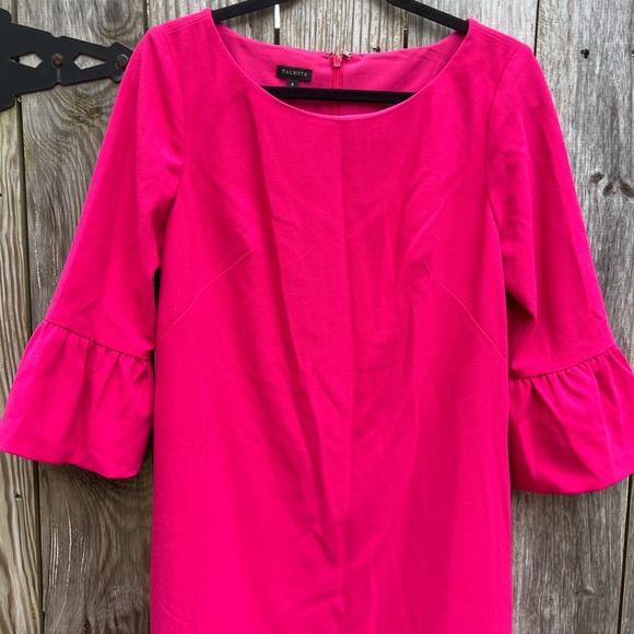 TALBOTS 3/4 Ruffle Sleeve Shift Dress in Hot Pink Women’s  6 - Picture 4 of 10